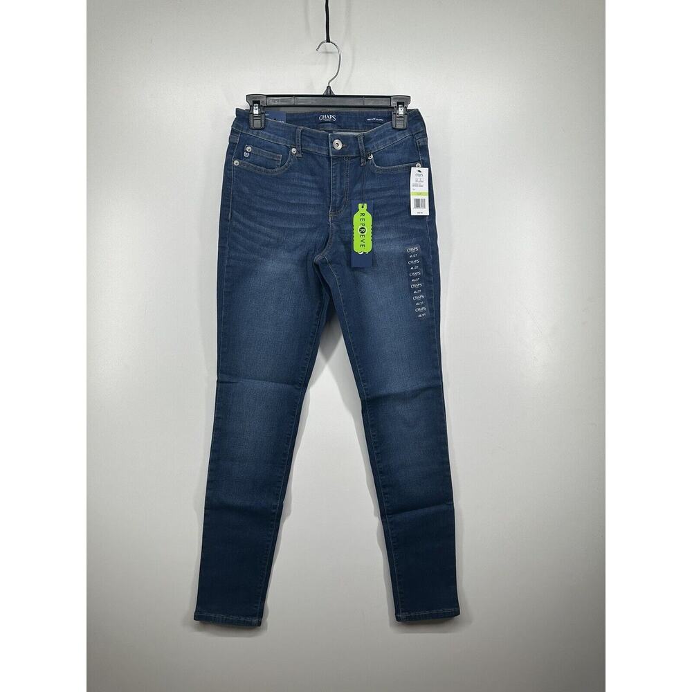 Chaps Blue Mid-Rise Skinny Jeans Pants Womens TILO Sz‎ 4L/27 Brand New With Tags